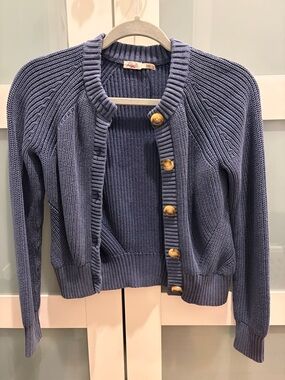 Faherty Periwinkle Button-Front Knit Cardigan